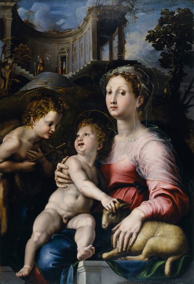 La Madonna y el Niño con San Juan Bautista de Giulio Romano